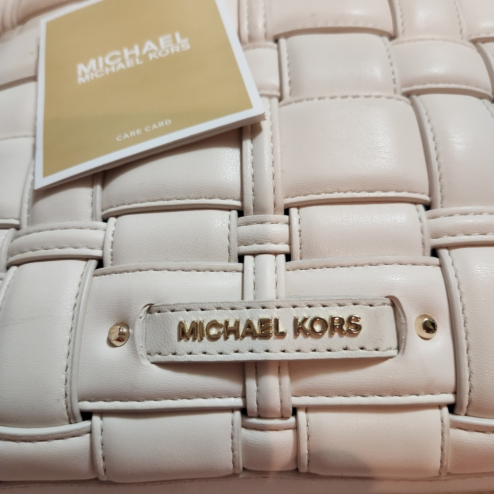 Michael Kors Basketweave Light Cream Tote